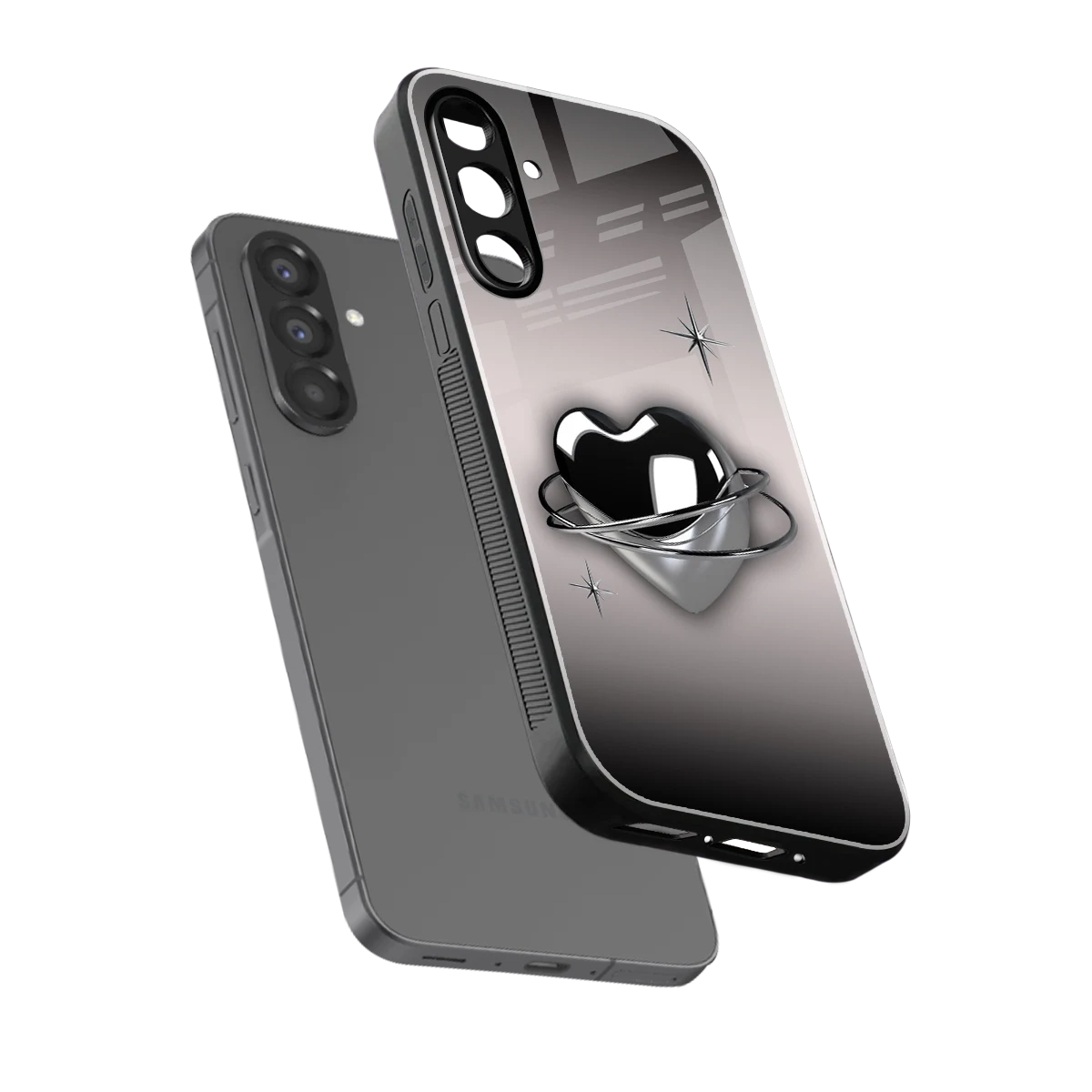 Holo Heart sleek samsung galaxy a17 5g cover with tempered glass back and TPU edges