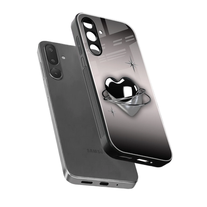 Holo Heart sleek samsung galaxy m36 5g cover with tempered glass back and TPU edges