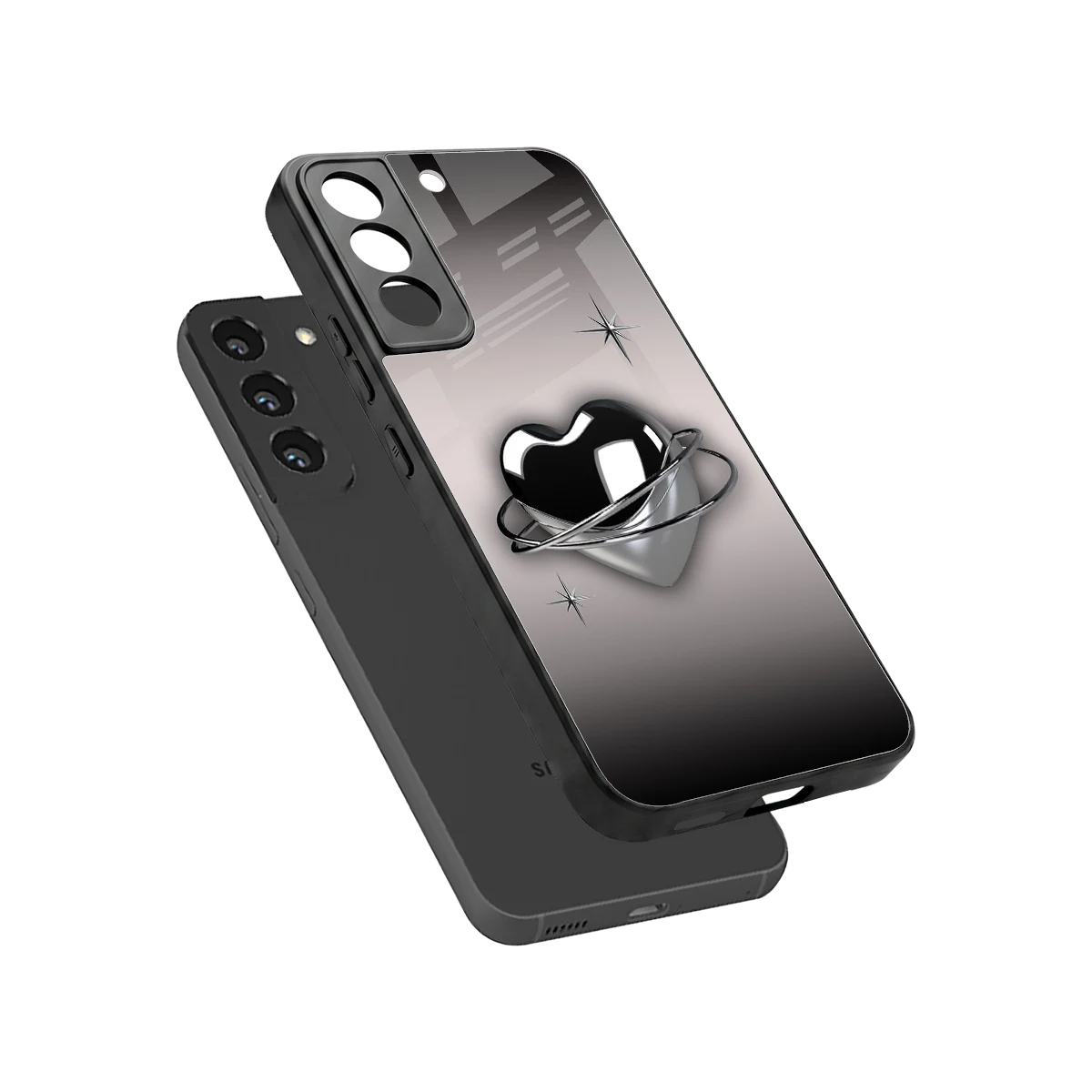 Holo Heart sleek samsung galaxy s22 cover with tempered glass back and TPU edges