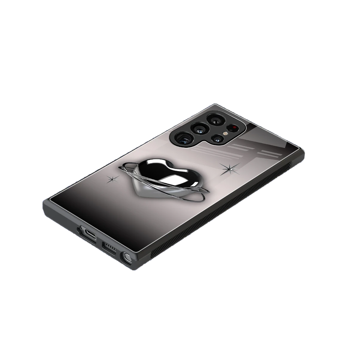 Holo Heart stylish phone case for samsung galaxy s23 ultra | glossy glass and slim fit