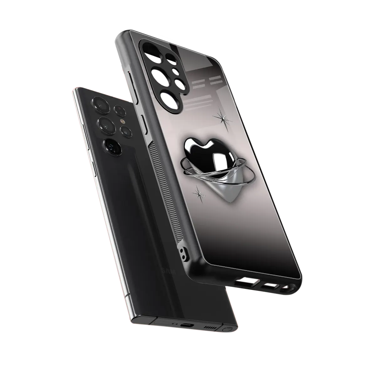 Holo Heart sleek samsung galaxy s25 ultra cover with tempered glass back and TPU edges