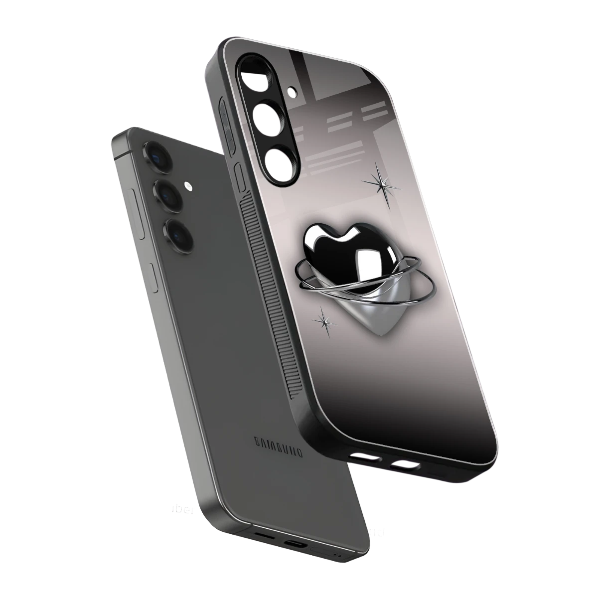 Holo Heart sleek samsung galaxy s25 cover with tempered glass back and TPU edges