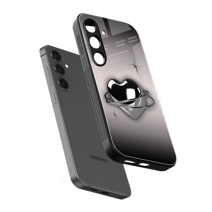 Holo Heart sleek samsung galaxy s24 plus cover with tempered glass back and TPU edges