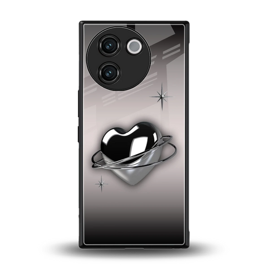 Holo Heart back phone cover | glass case for vivo v30e