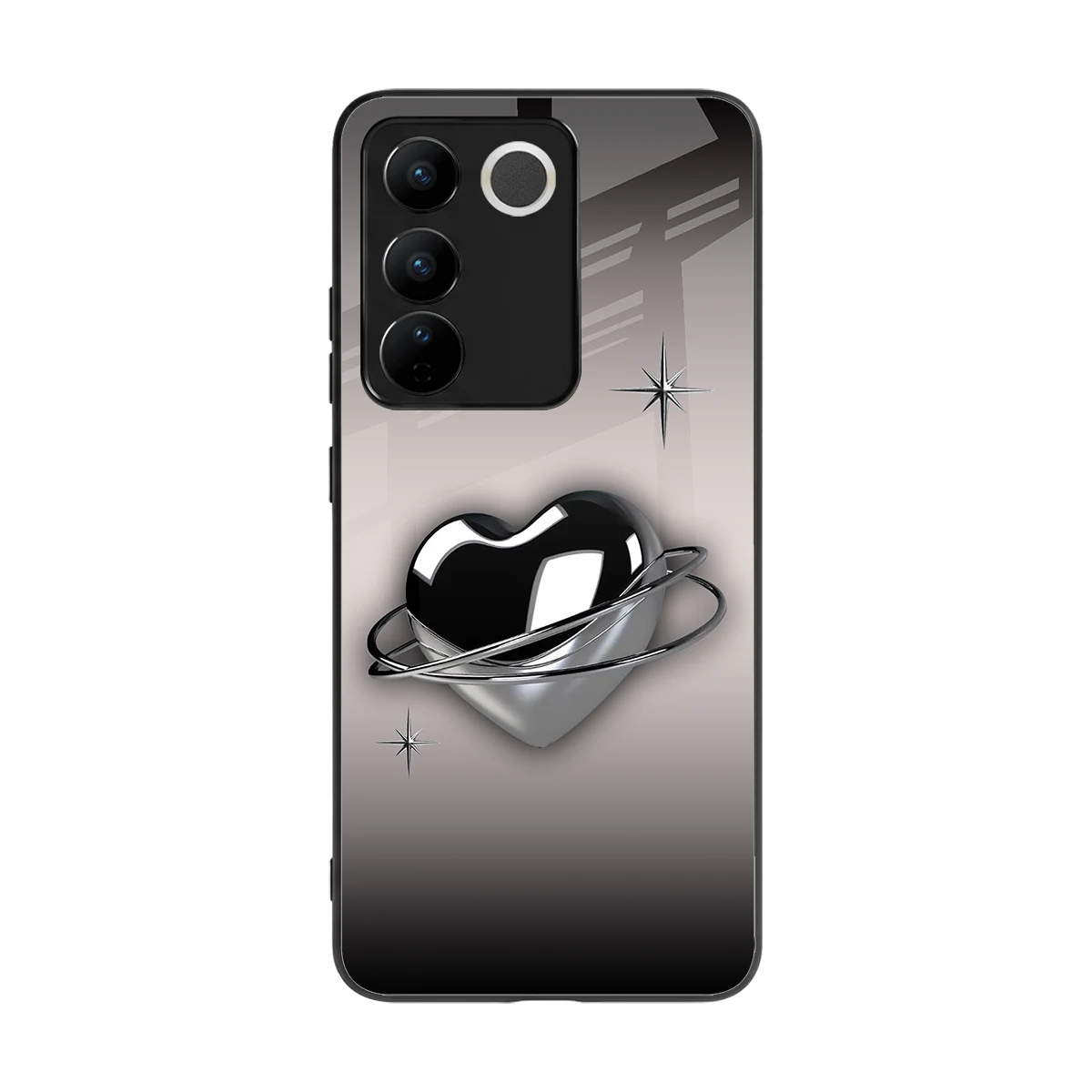 Holo Heart back phone cover | glass case for vivo v27 5g