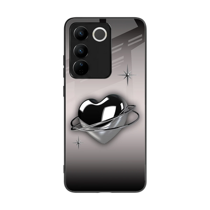 Holo Heart back phone cover | glass case for vivo v27 5g