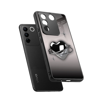 Holo Heart sleek vivo v27 5g cover with tempered glass back and TPU edges
