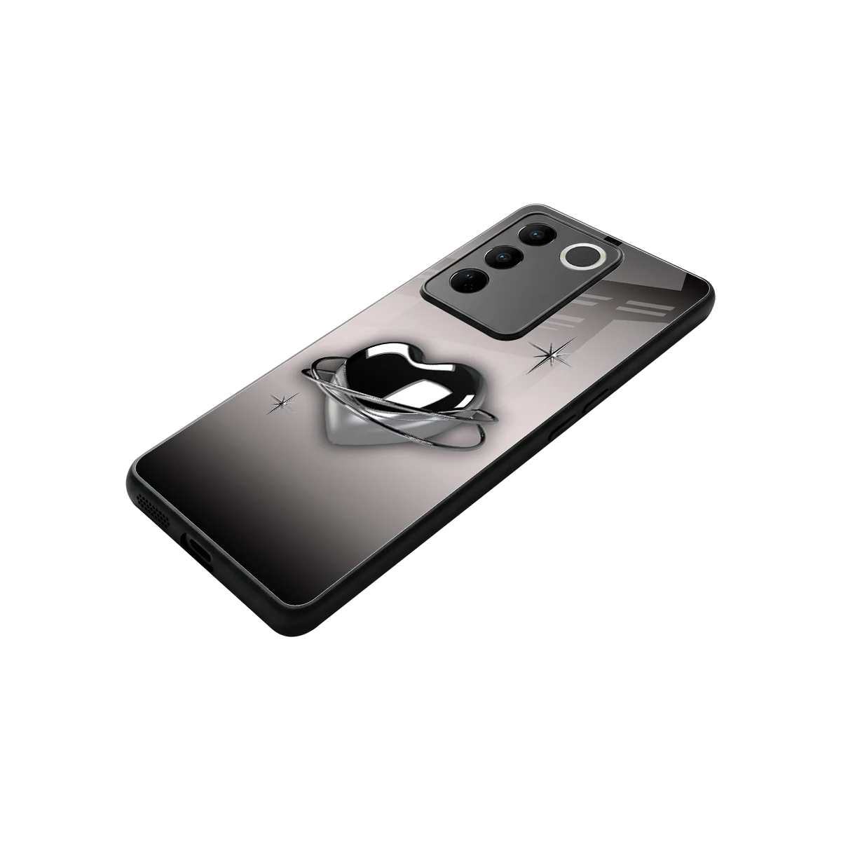 Holo Heart stylish phone case for vivo v27 5g | glossy glass and slim fit