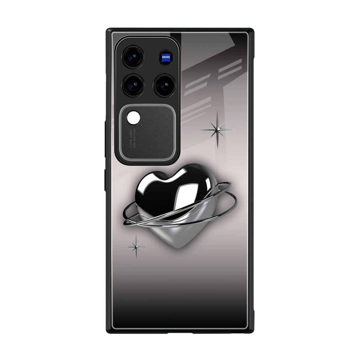 Holo Heart back phone cover | glass case forvivo v30 pro