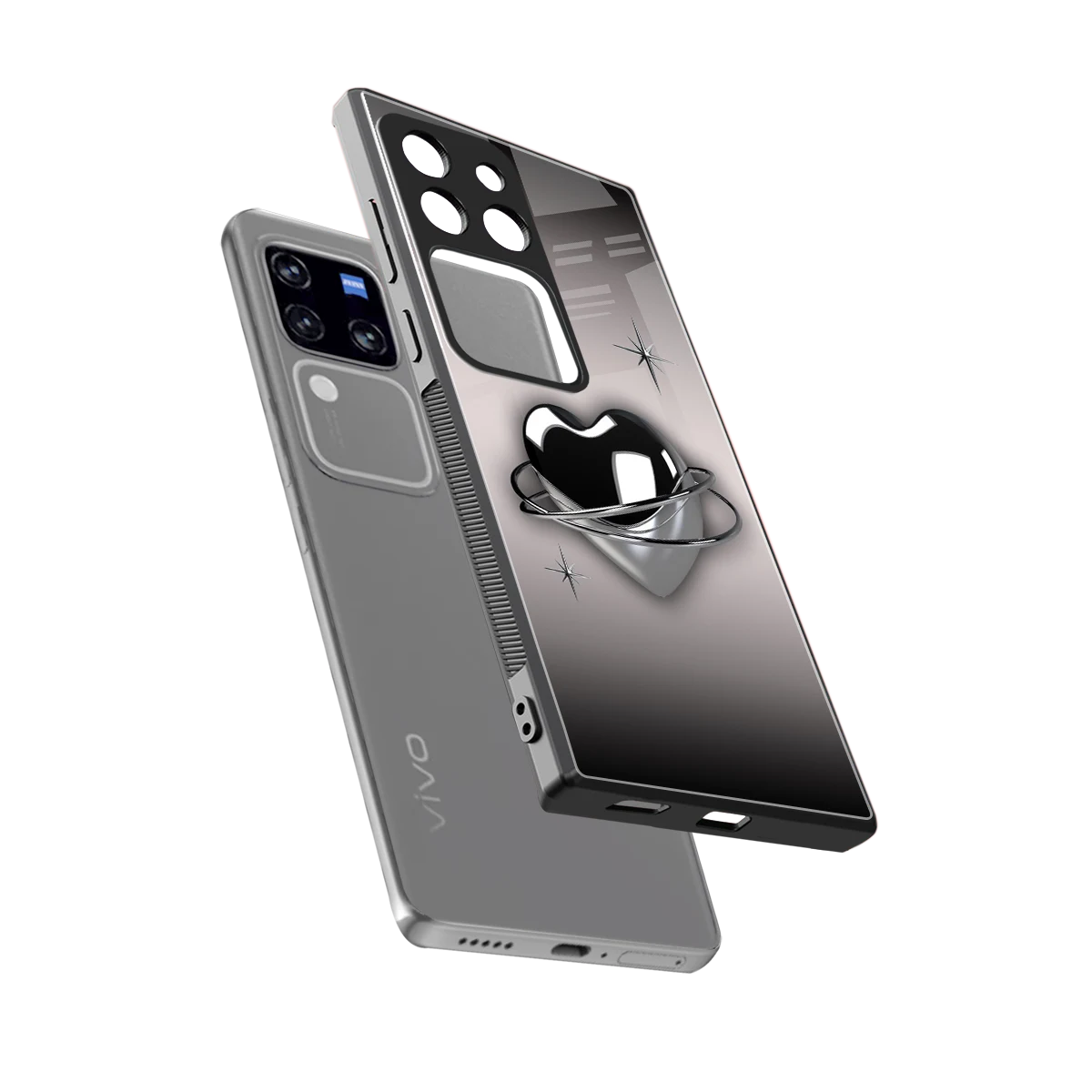 Holo Heart sleekvivo v30 pro cover with tempered glass back and TPU edges