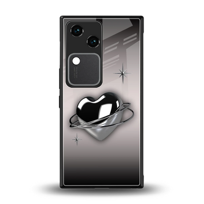 Holo Heart back phone cover | glass case for vivo v30