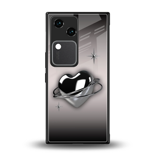 Holo Heart back phone cover | glass case for vivo v30