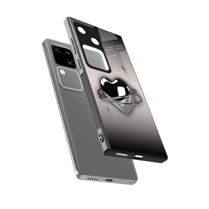 Holo Heart sleek vivo v30 cover with tempered glass back and TPU edges