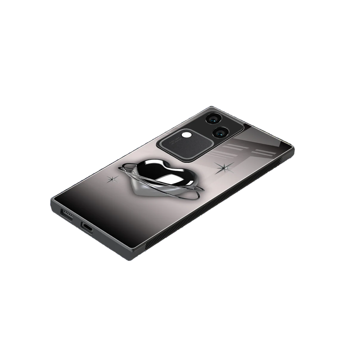 Holo Heart stylish phone case for vivo v30 | glossy glass and slim fit