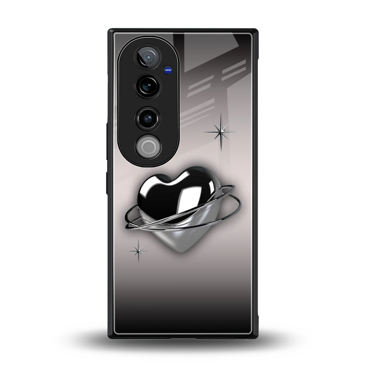 Holo Heart back phone cover | glass case for vivo v40 pro