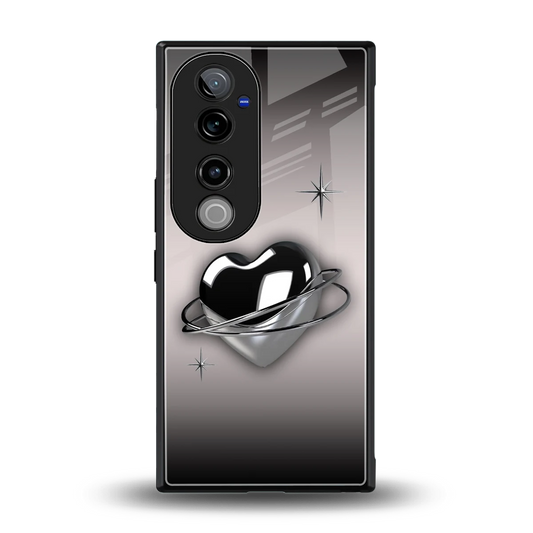 Holo Heart back phone cover | glass case for vivo v40 pro