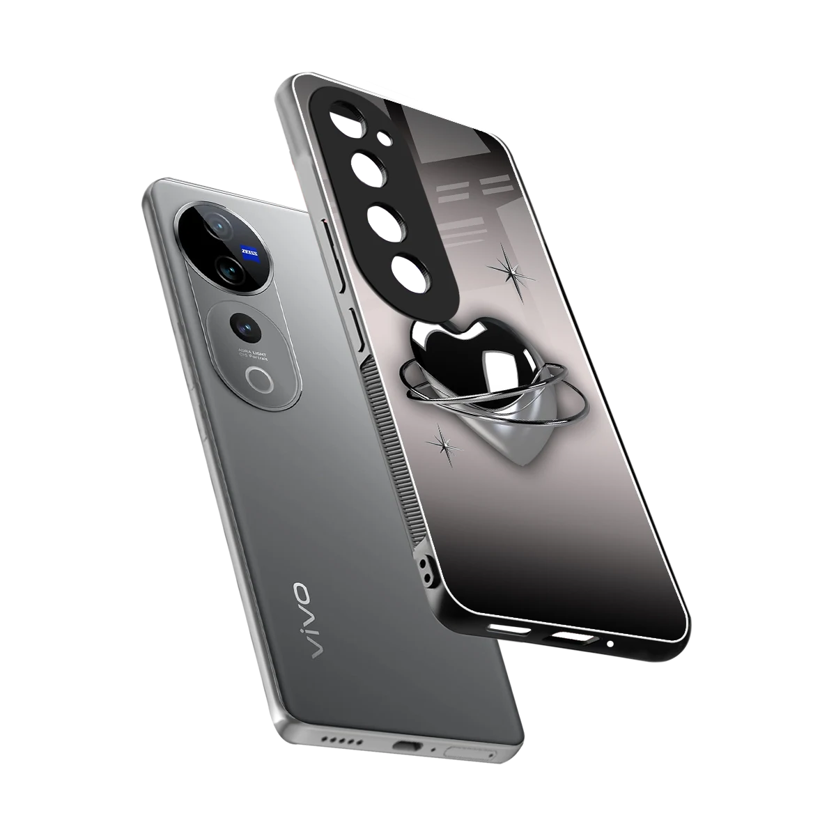 Holo Heart sleek vivo v40 pro cover with tempered glass back and TPU edges