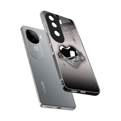 Holo Heart sleek vivo v40e cover with tempered glass back and TPU edges