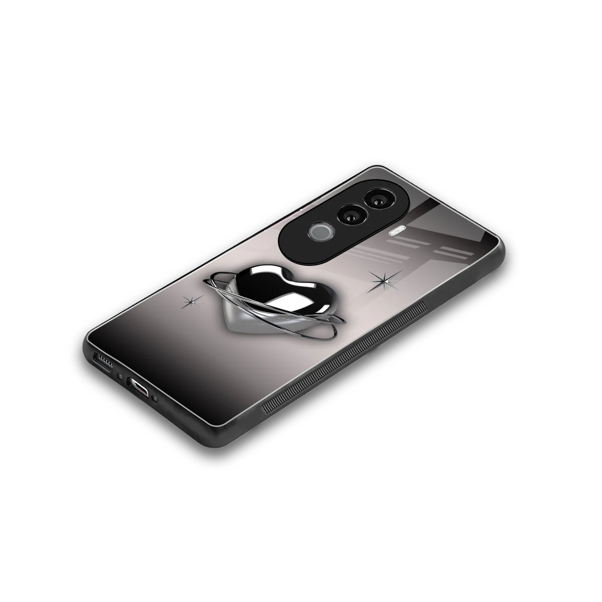 Holo Heart stylish phone case for vivo v40e | glossy glass and slim fit