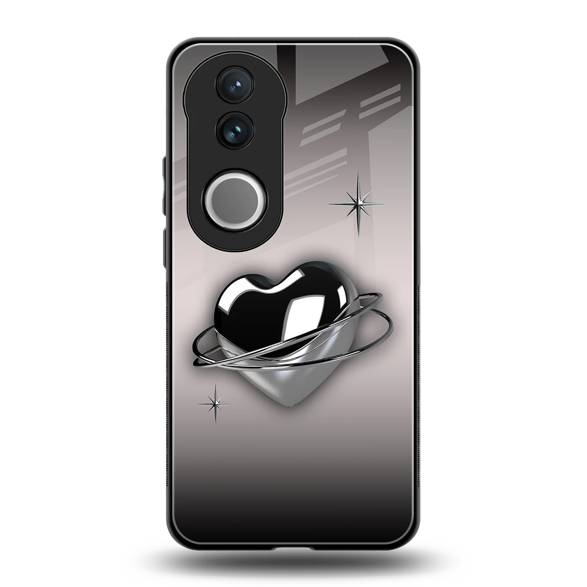Holo Heart back phone cover | glass case for vivo v50