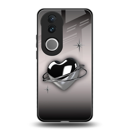 Holo Heart back phone cover | glass case for vivo v50