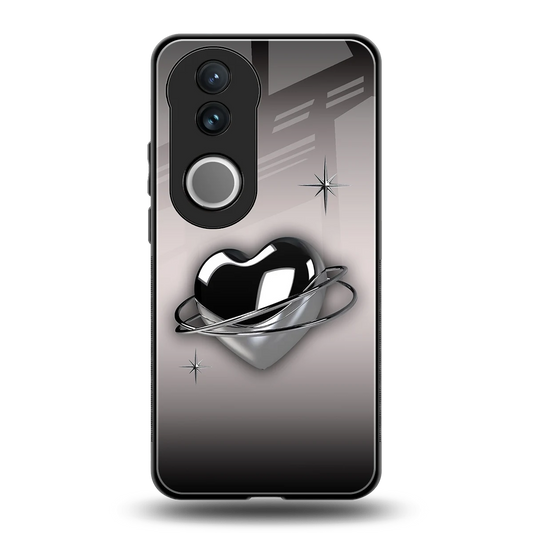 Holo Heart back phone cover | glass case for vivo v50