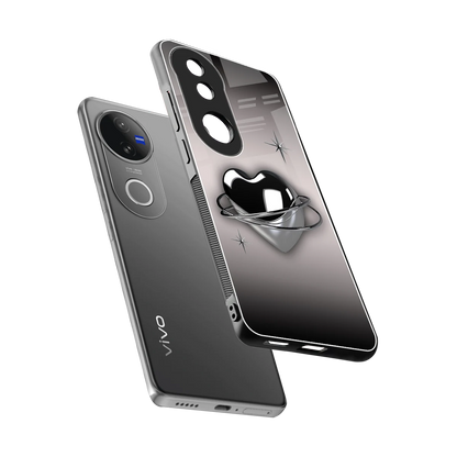 Holo Heart sleek vivo v50 cover with tempered glass back and TPU edges
