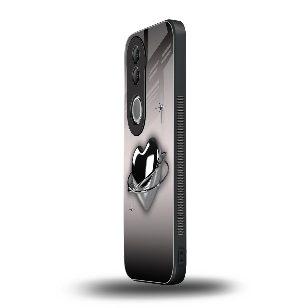 Holo Heart vivo v50 mobile cover | shockproof glass phone case