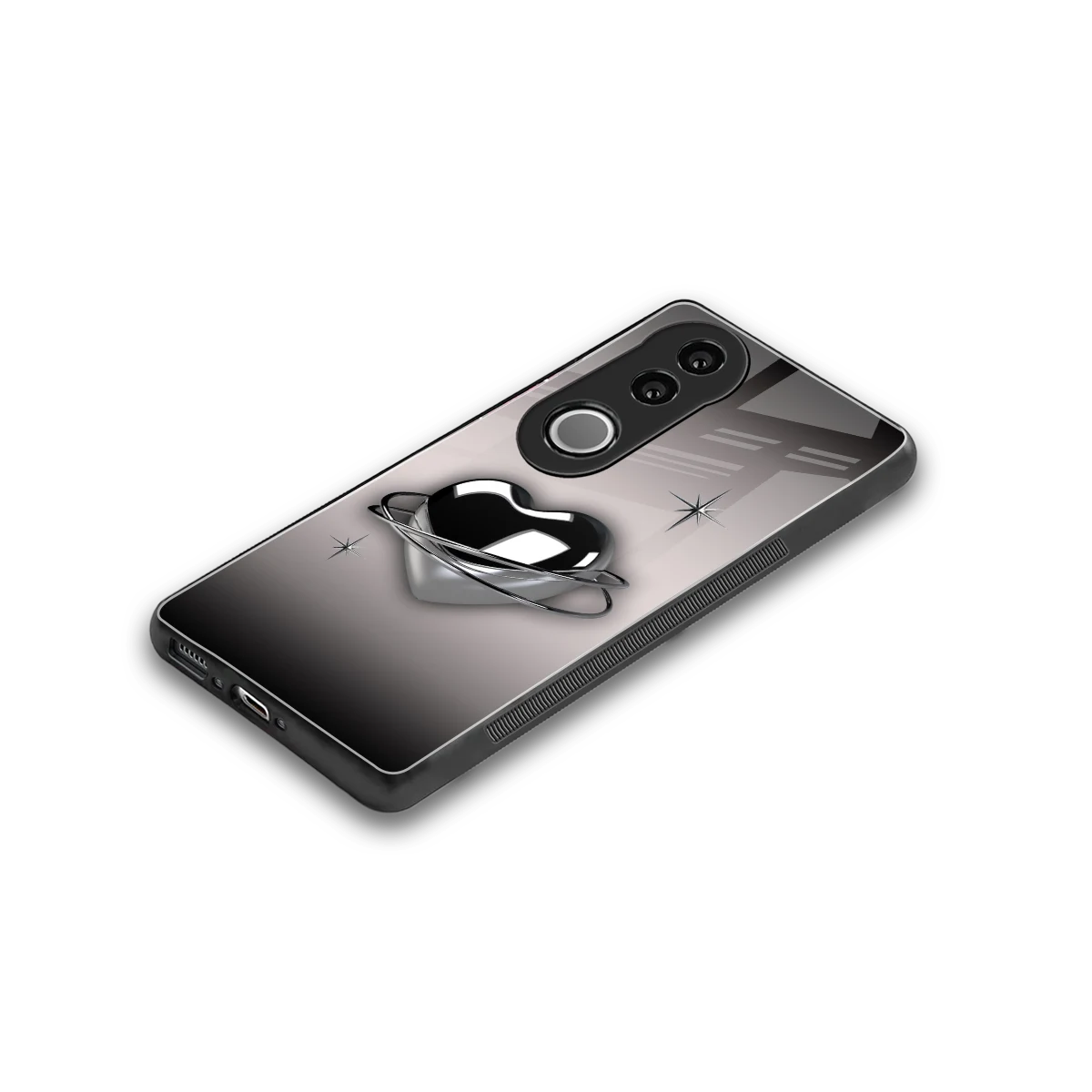 Holo Heart stylish phone case for vivo v50 | glossy glass and slim fit