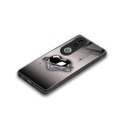 Holo Heart stylish phone case for vivo v50 | glossy glass and slim fit