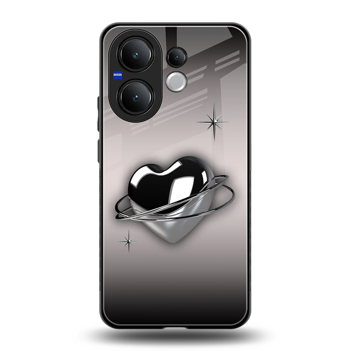 Holo Heart back phone cover | glass case for vivo v60