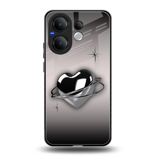 Holo Heart back phone cover | glass case for vivo v60