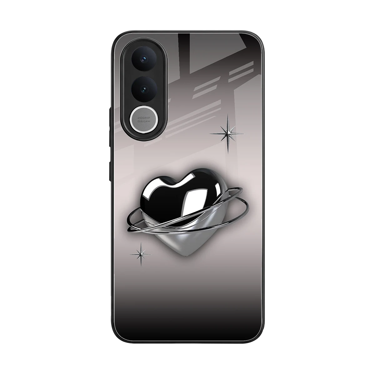 Holo Heart back phone cover | glass case for vivo v70 fe