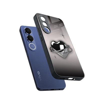 Holo Heart sleek vivo v70 fe cover with tempered glass back and TPU edges
