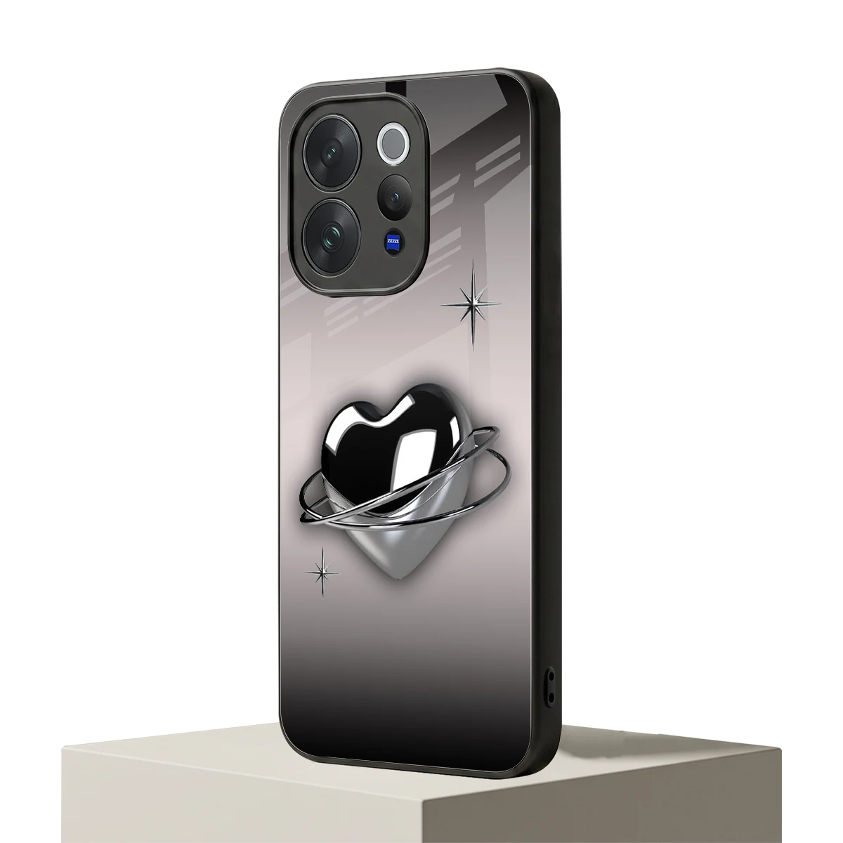 Holo Heart vivo v70 mobile cover | shockproof glass phone case