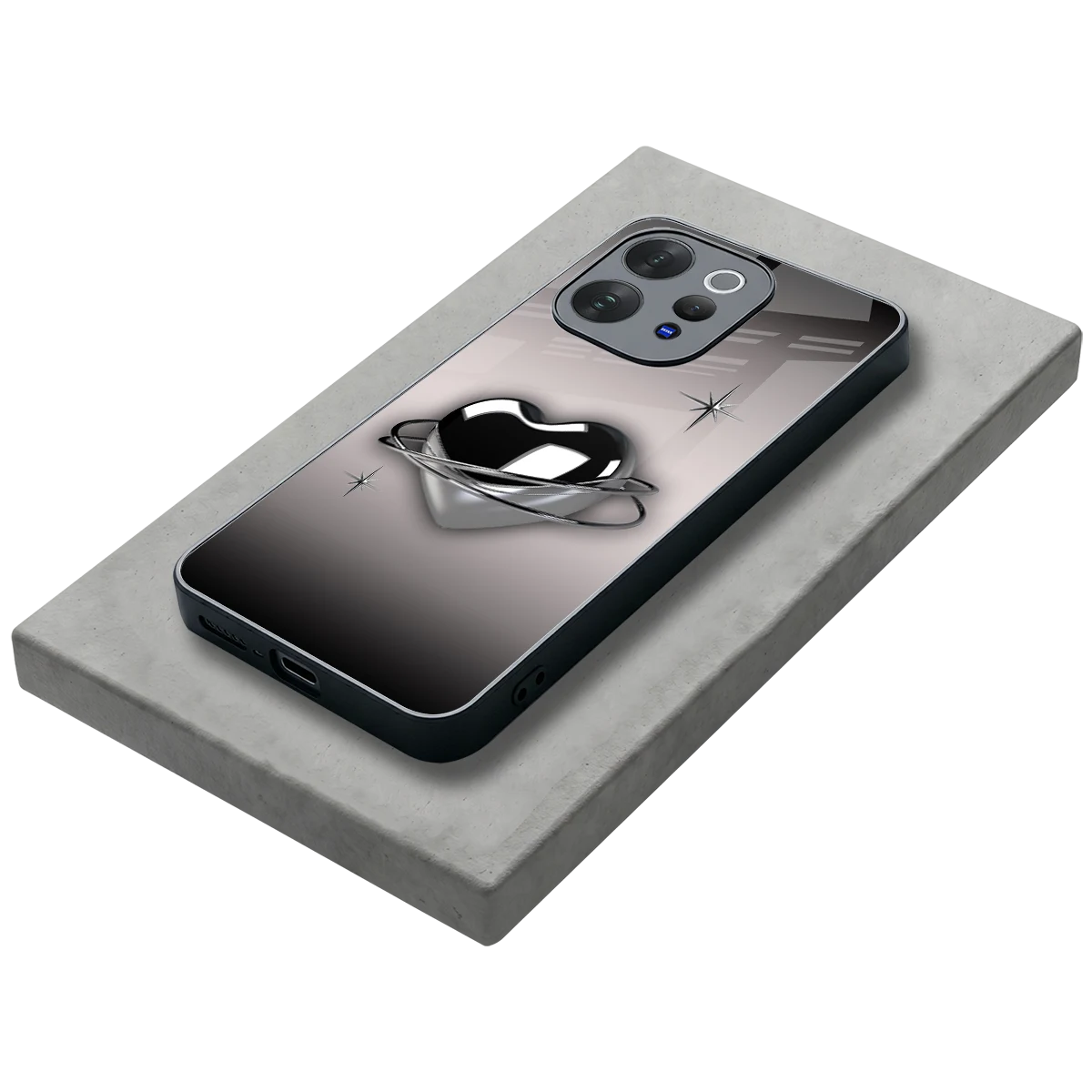 Holo Heart stylish phone case for vivo v70 elite | glossy glass and slim fit