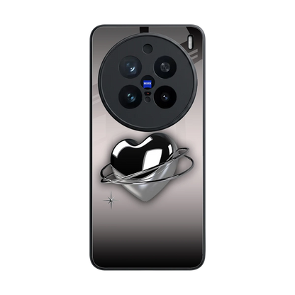 Holo Heart back phone cover | glass case for vivo x200 pro