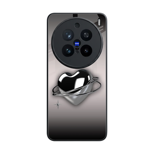 Holo Heart back phone cover | glass case for vivo x200 pro