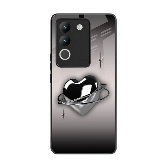 Holo Heart back phone cover | glass case for vivo y200 5g