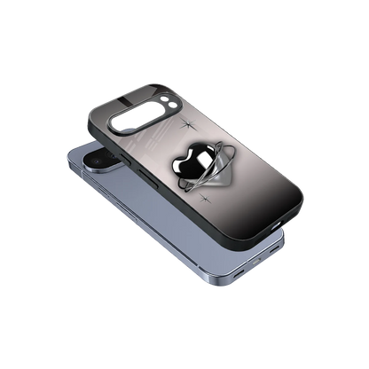 Holo Heart sleek google pixel 10 pro cover with tempered glass back and TPU edges