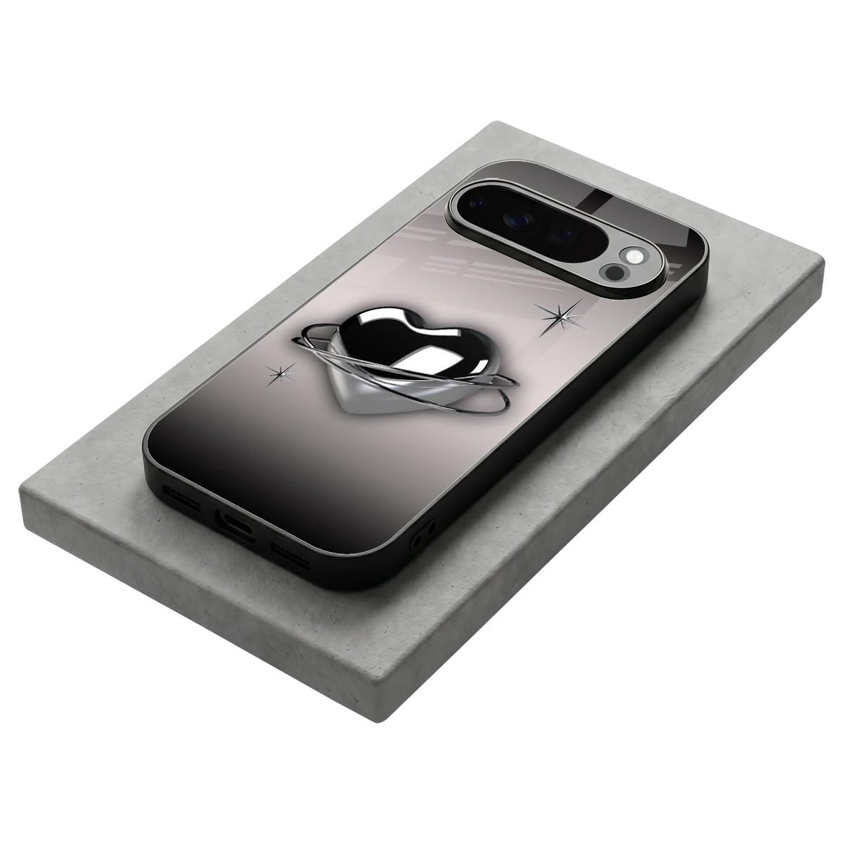Holo Heart stylish phone case for google pixel 10 pro | glossy glass and slim fit