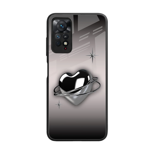 Holo Heart back phone cover | glass case for redmi note 11 pro