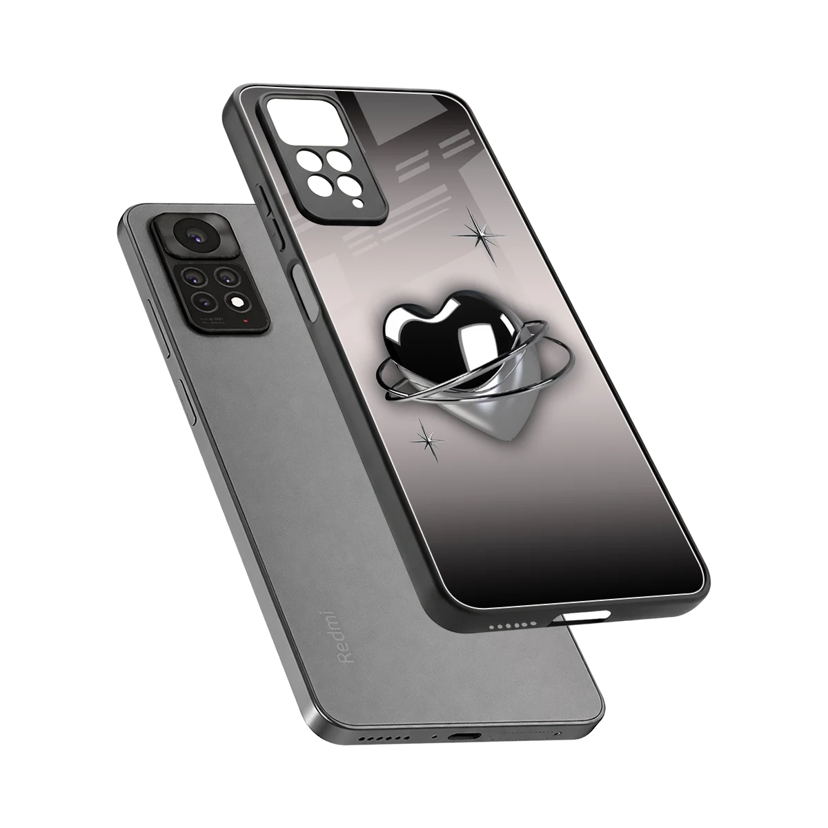Holo Heart sleek redmi note 11 pro cover with tempered glass back and TPU edges