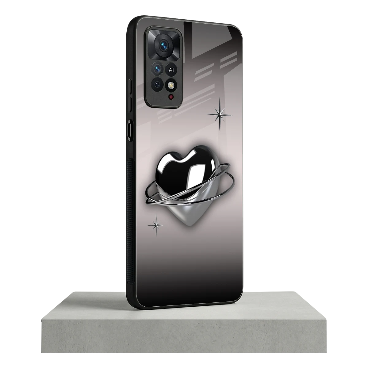 Holo Heart redmi note 11 pro mobile cover | shockproof glass phone case