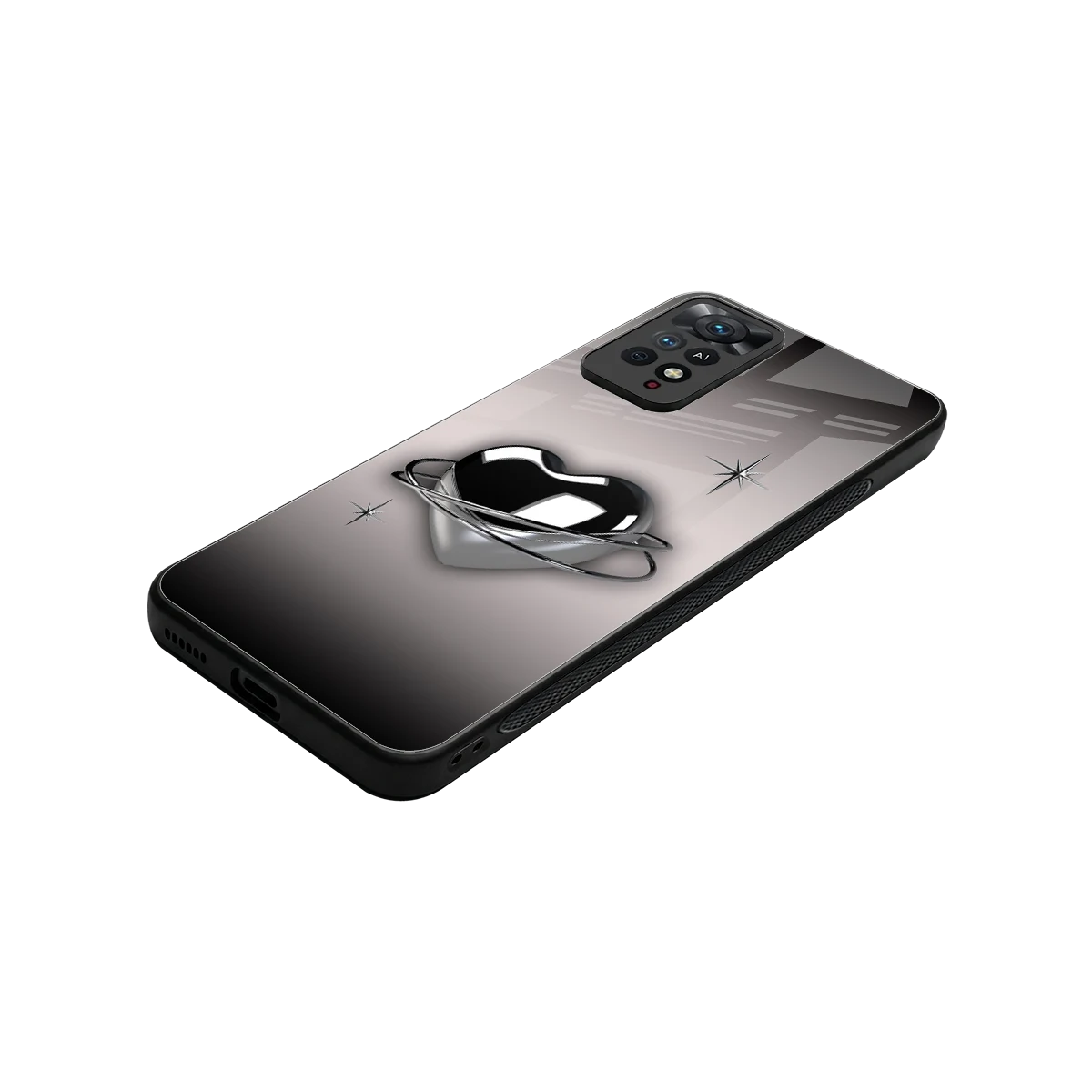 Holo Heart stylish phone case for redmi note 11 pro | glossy glass and slim fit