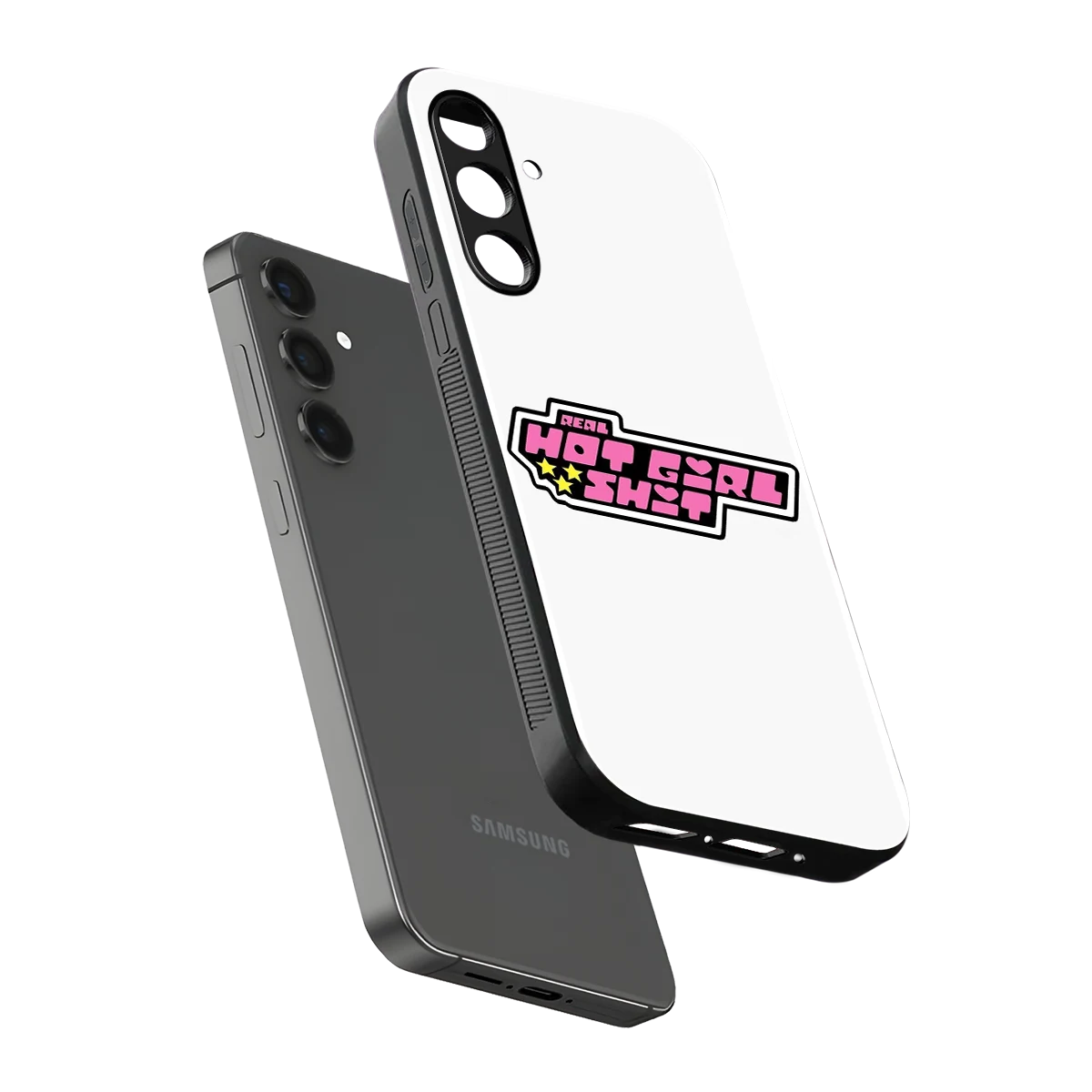 Hot Girl Energy sleek samsung galaxy a55 5g cover with tempered glass back and TPU edges