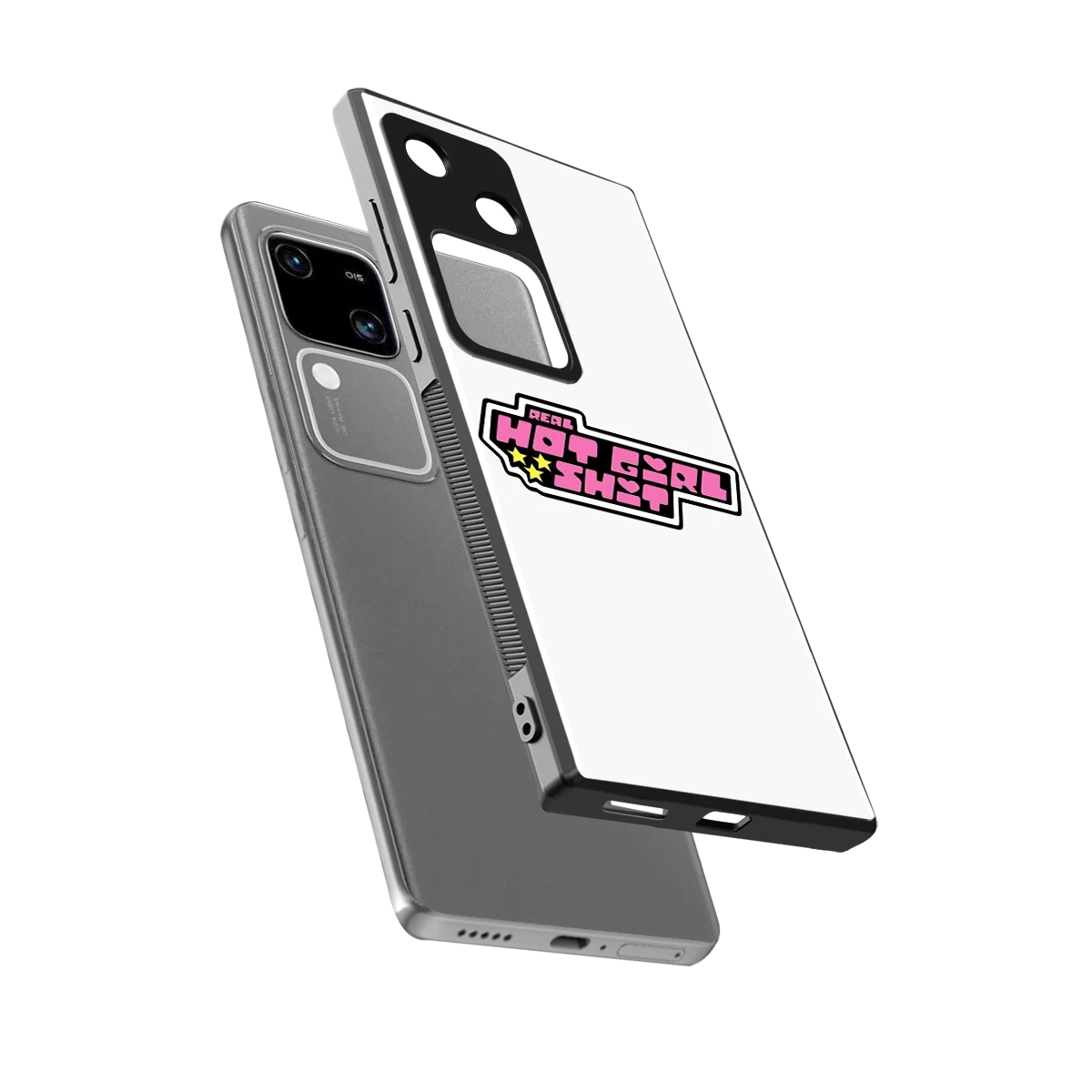 Hot Girl Energy sleek vivo v30 cover with tempered glass back and TPU edges