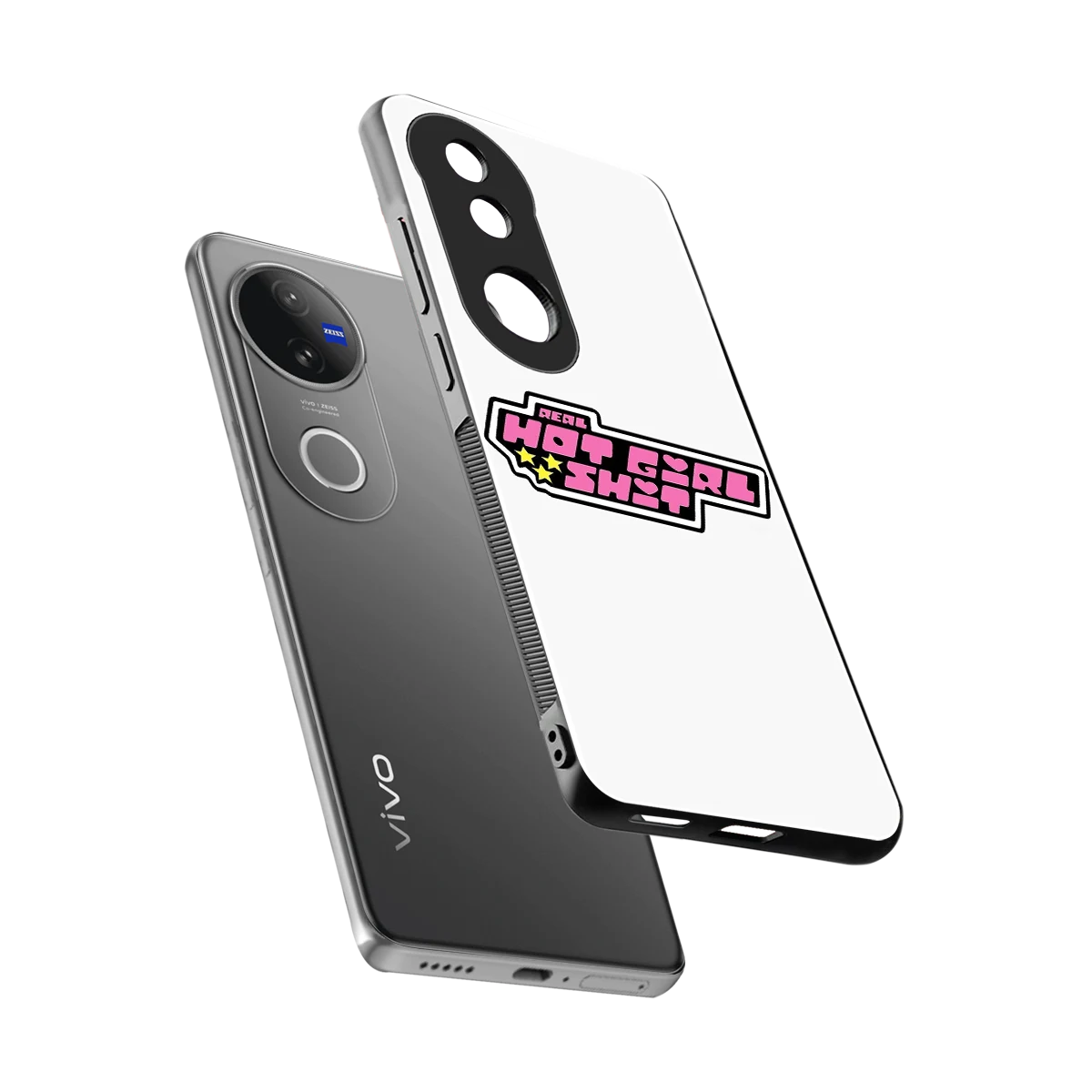 Hot Girl Energy sleek vivo v50 cover with tempered glass back and TPU edges