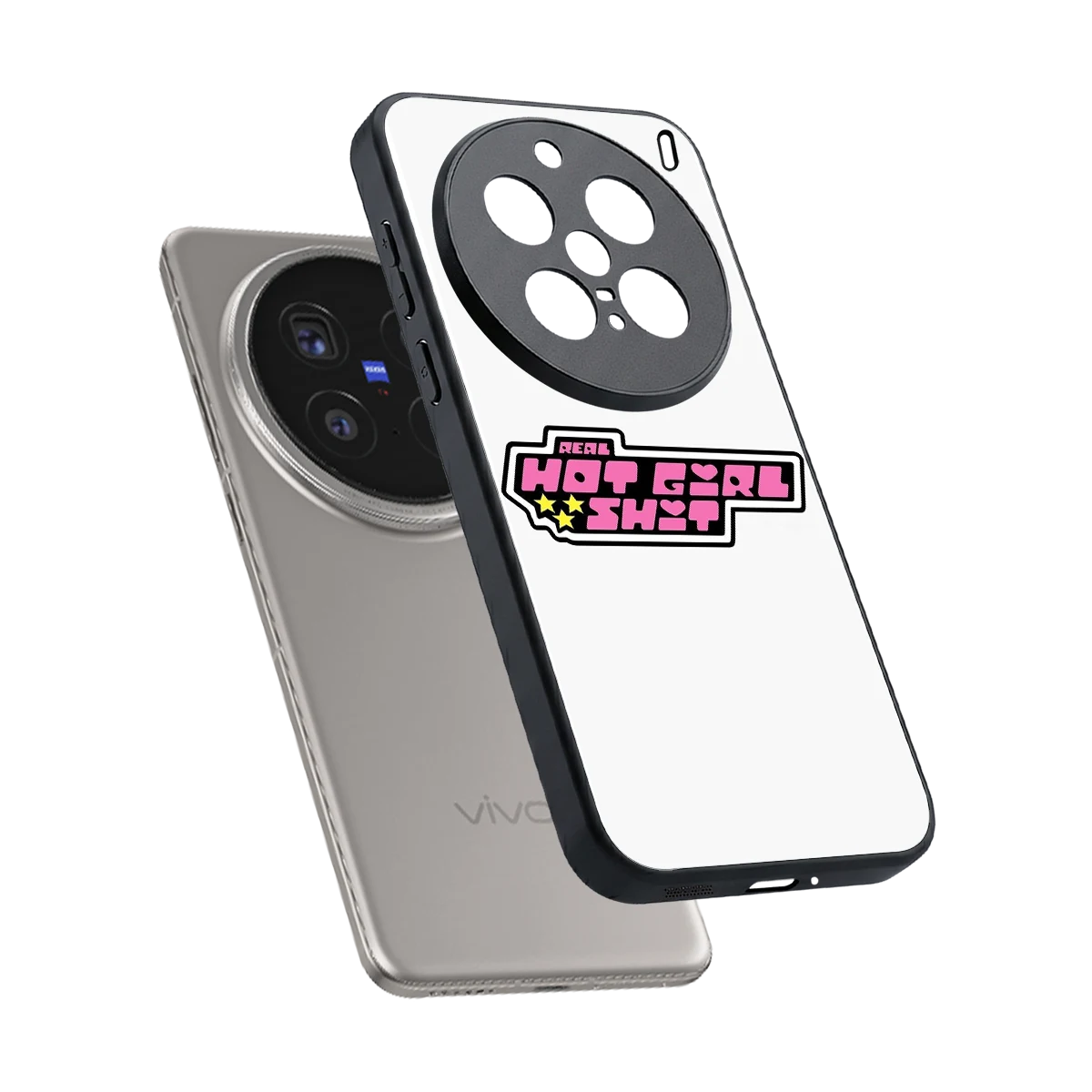 Hot Girl Energy sleek vivo x200 pro cover with tempered glass back and TPU edges