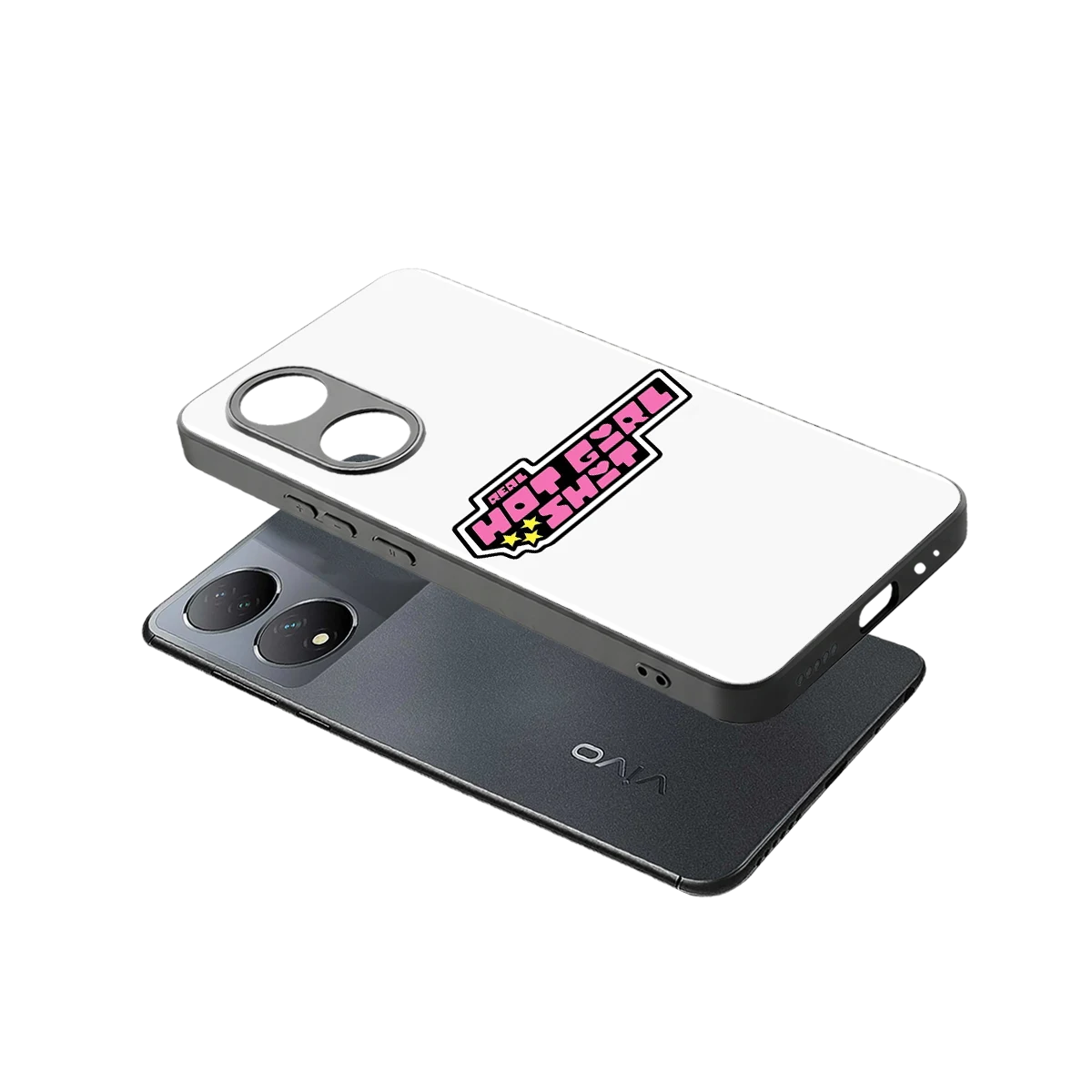 Hot Girl Energy sleek Vivo-y100 cover with tempered glass back and TPU edges